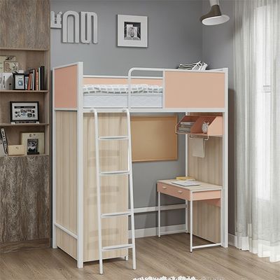 Steel Wood Combination Bunk Bed with Built-in Desk/Storage Space and Assembly Required for University Dormitory