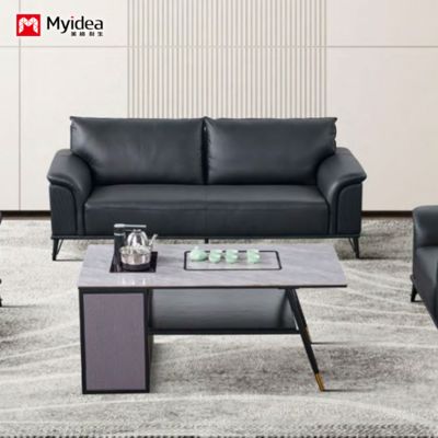 Business Minimalist Reception, Reception, Leisure, Office, Sofa, Resting Area, Three Person Combination Office, Leather Sofa