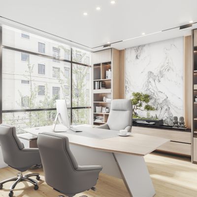 Light Colored Boss Desk, Simple And Bright Boss Desk, Foshan Origin Factory Office Furniture, Foreign Trade Export