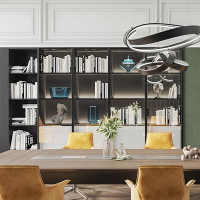 Dark Colored Large Storage Cabinet, Boss Space, Back Cabinet, Display Cabinet, Foshan Furniture