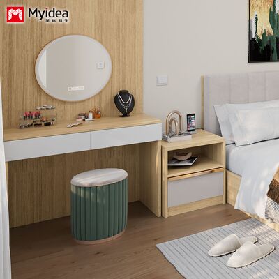 Myidea Customizable Mirror Drawer Desk, Bedroom Dressing Table, Desk and Chair Combination