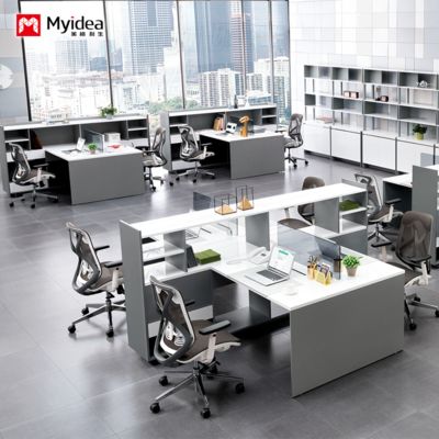 προσαρμογή μεγάλου αποθηκευτικού χώρου γραφείου με ντουλάπι, σχεδιασμός γραφείου υπολογιστή 2 ατόμων 4 ατόμων, διαχωριστικό οθόνης, γραφείο προσωπικού