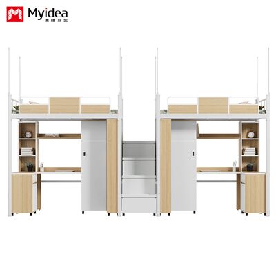 κρεβάτι και τραπέζι, μεγάλος χώρος αποθήκευσης, πάχυντο γραφείο, στρογγυλά καρφιά, σφραγισμένες άκρες για αποθήκευση, σκάλες και ψηλά κάγκελα